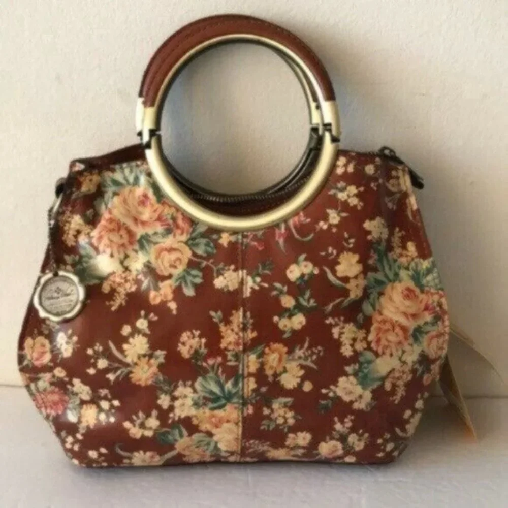 Patricia Nash Aria Handbag Leath Vintage Botanical Garden Floral Crossbody
